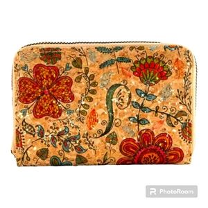 Women's vegan leather baddazed 5 section wallet floral print clutch coin purse.